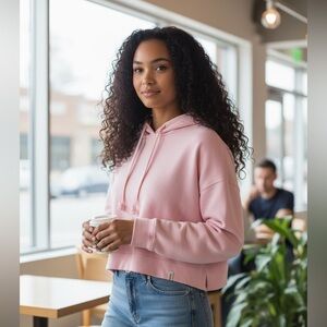 Simply Southern Light Pink Women's Soft and Comfy Cropped Hoodie